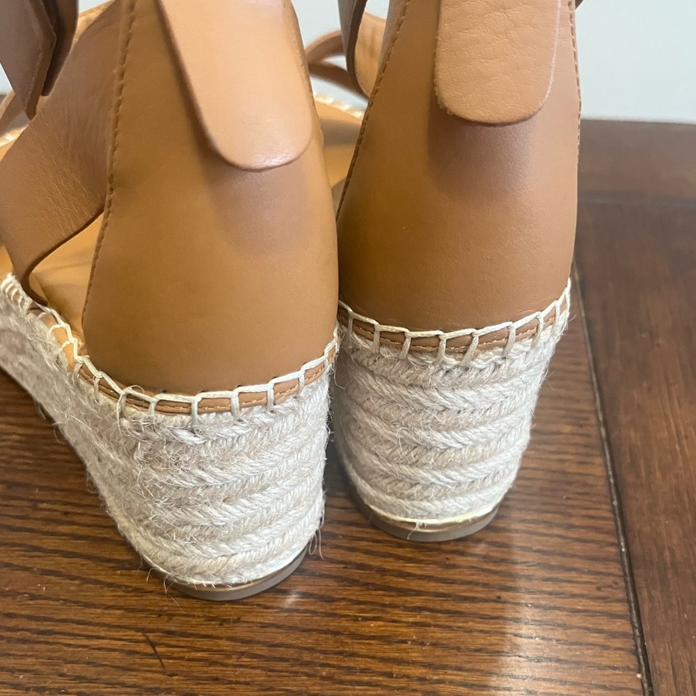 Franco Sarto Women's Callia Leather Ankle Strap Wedge Sandals Cognac NEW - Picture 5 of 7